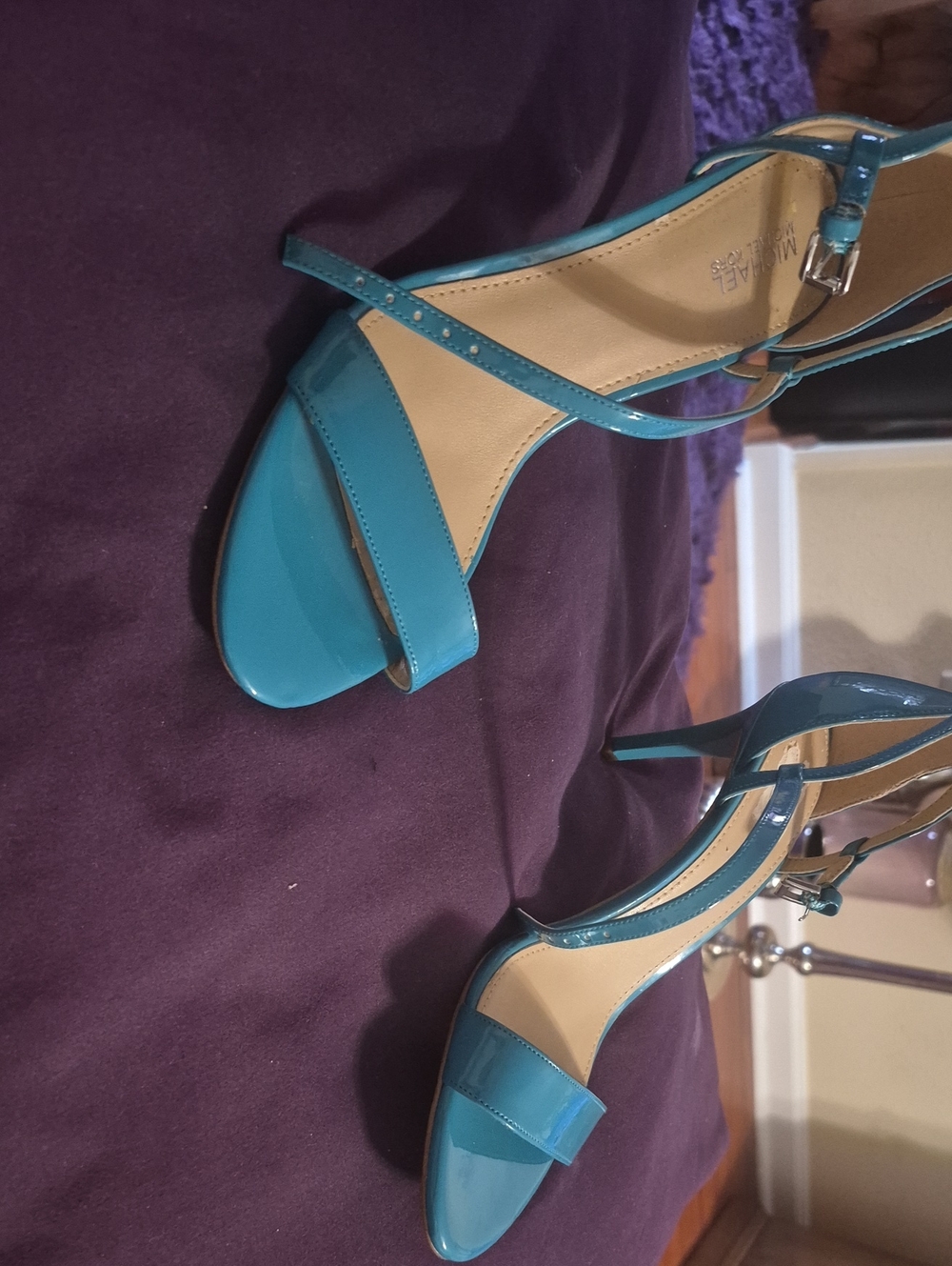 Patent Teal Strappy High Heel Sandals